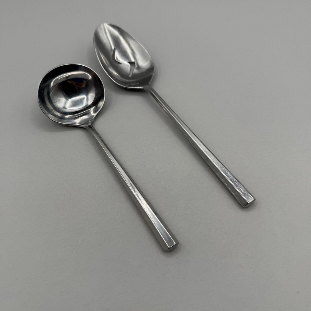 The Cellar BENTLEY 2pcs Gravy Ladle Slotted Serving Spoon Hexagonal Tablespoon